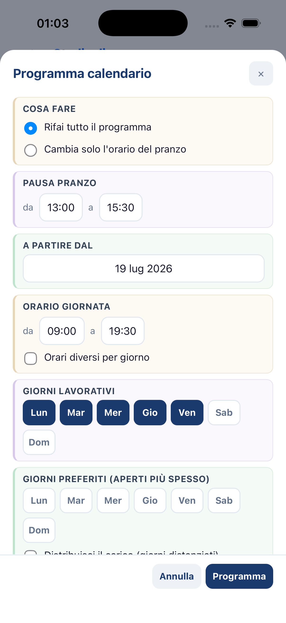 Programma calendario