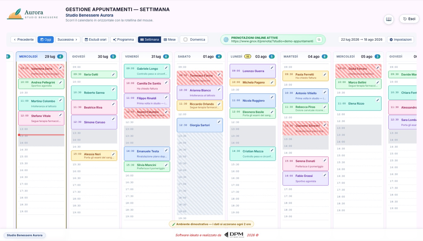 Agenda settimanale di Schedia su computer